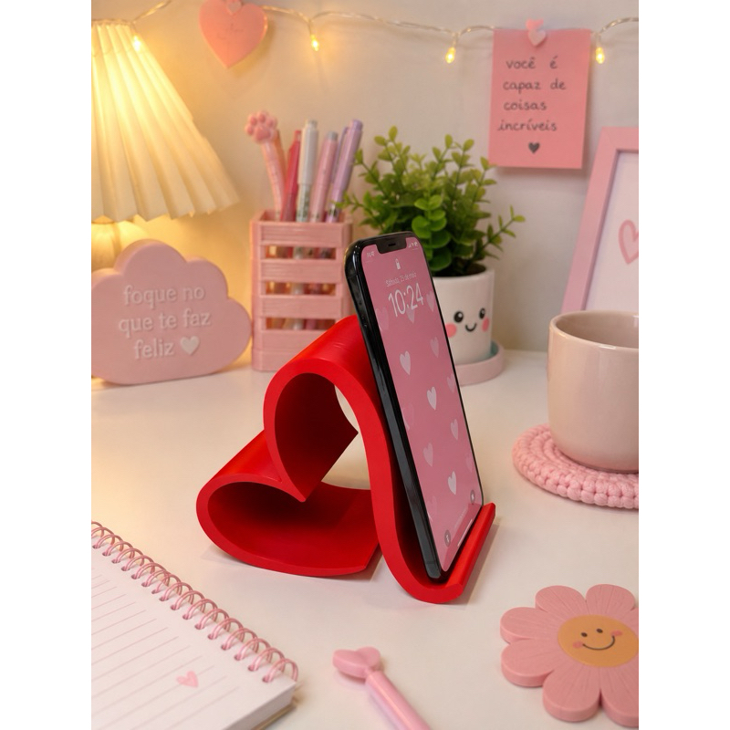 Suporte para celular em formato de coração