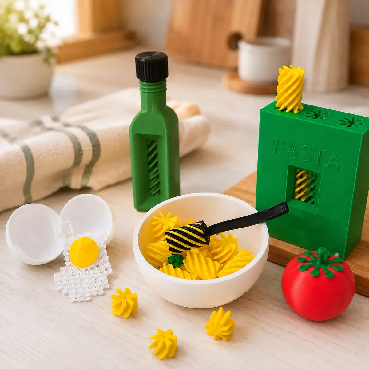 Kit macarrão infantil para brincadeira de cozinha