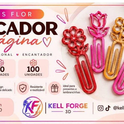 Kit 50 Clips Marcadores de Página 3D Coloridos Sortidos
