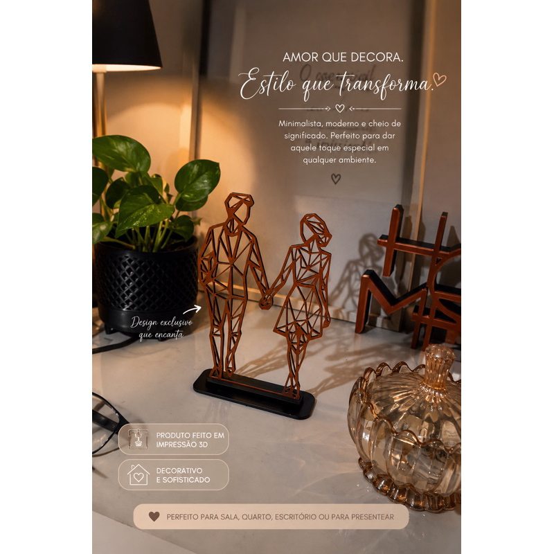Escultura Decorativa Casal Geométrico